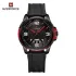 NAVIFORCE 9215 Men Wristwatch Top Brand Luxury Waterproof Calendar Watch Rubber Original Sport Military Army Quartz Male Clock - Black Red